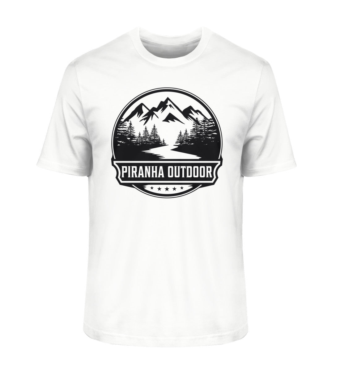 Piranha Outdoor Berg Abenteuer - Herren Premium Bio T-Shirt in Farbe White