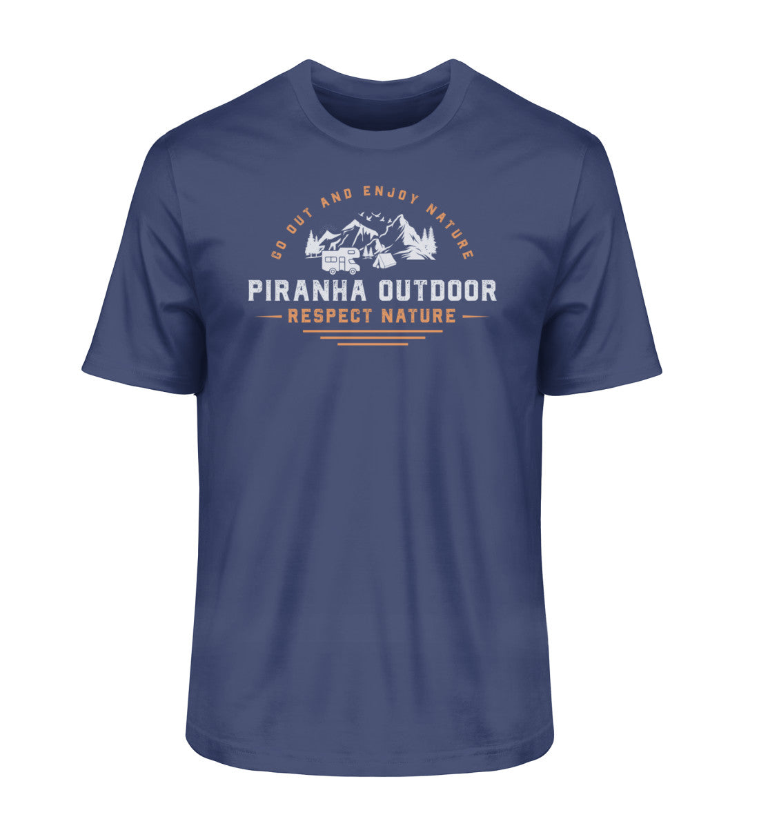 Piranha Outdoor Camper Leben - Herren Premium Bio T-Shirt in Farbe French Navy