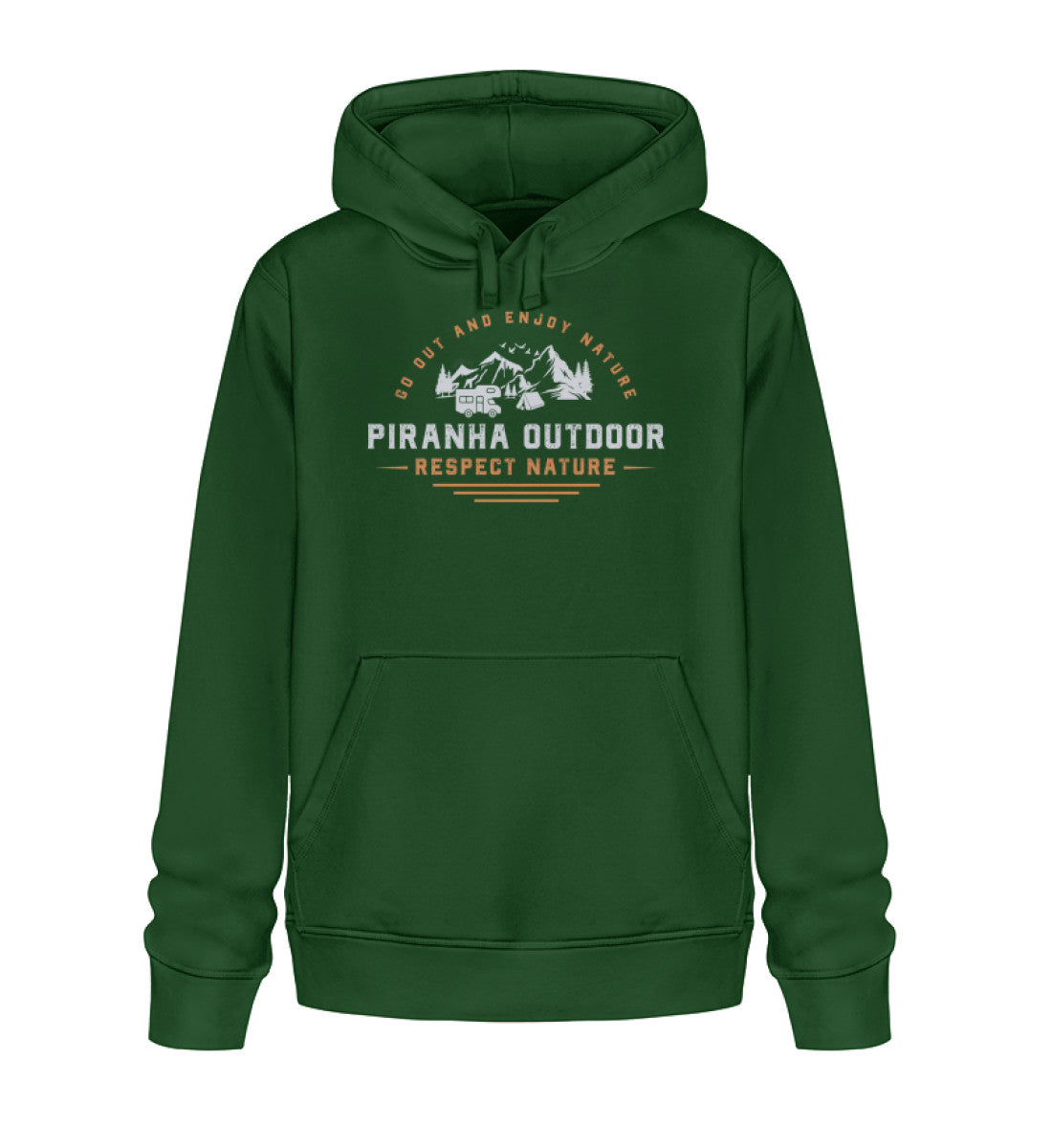 Piranha Outdoor Camper Leben - Unisex Bio Hoodie in Farbe Bottle Green