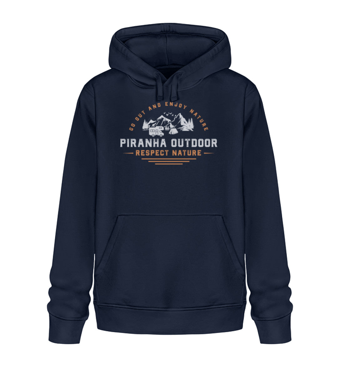 Piranha Outdoor Camper Leben - Unisex Bio Hoodie in Farbe French Navy