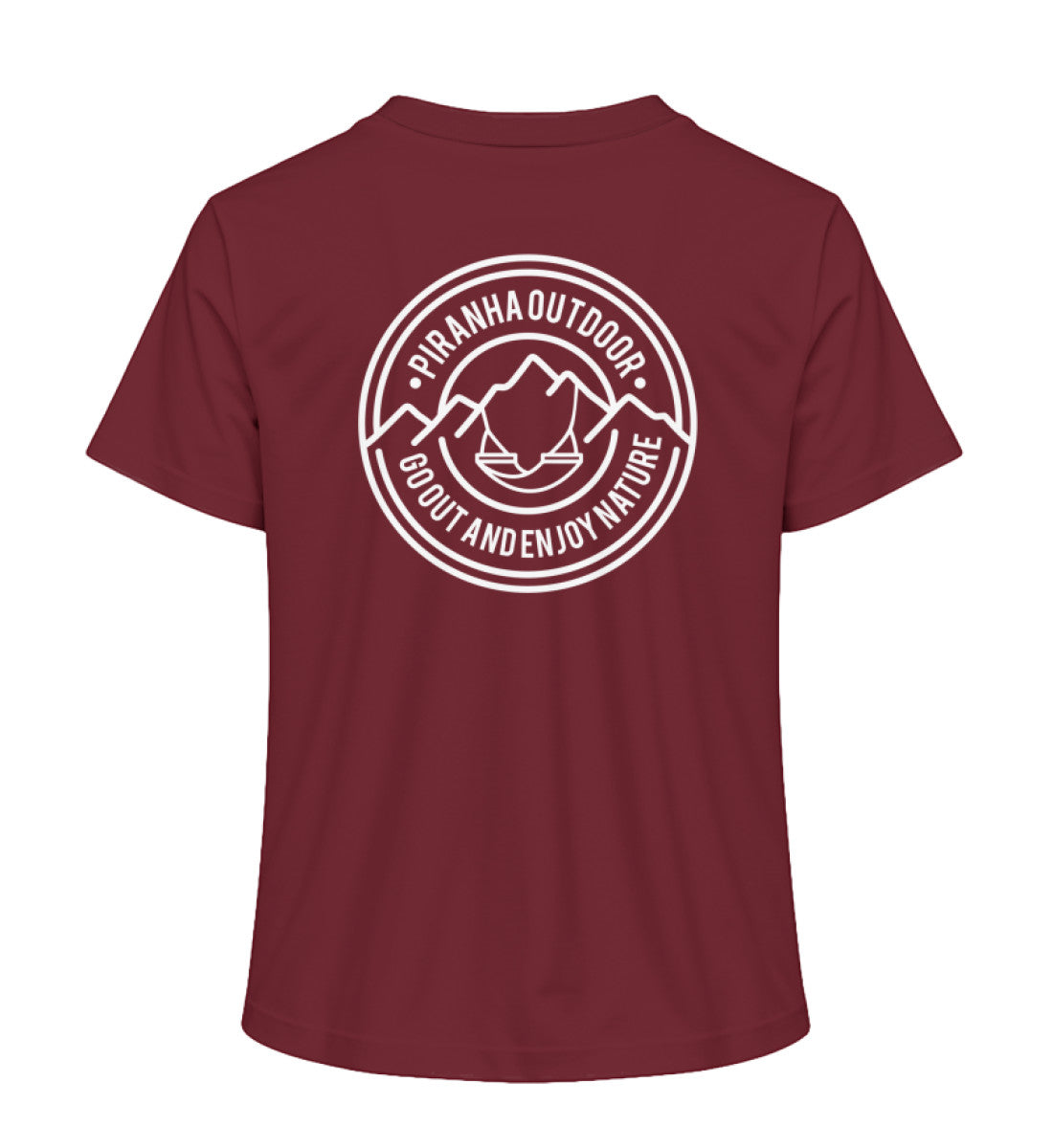 Piranha Outdoor Erlebe Natur - Damen Premium Bio T-Shirt in Farbe Burgundy