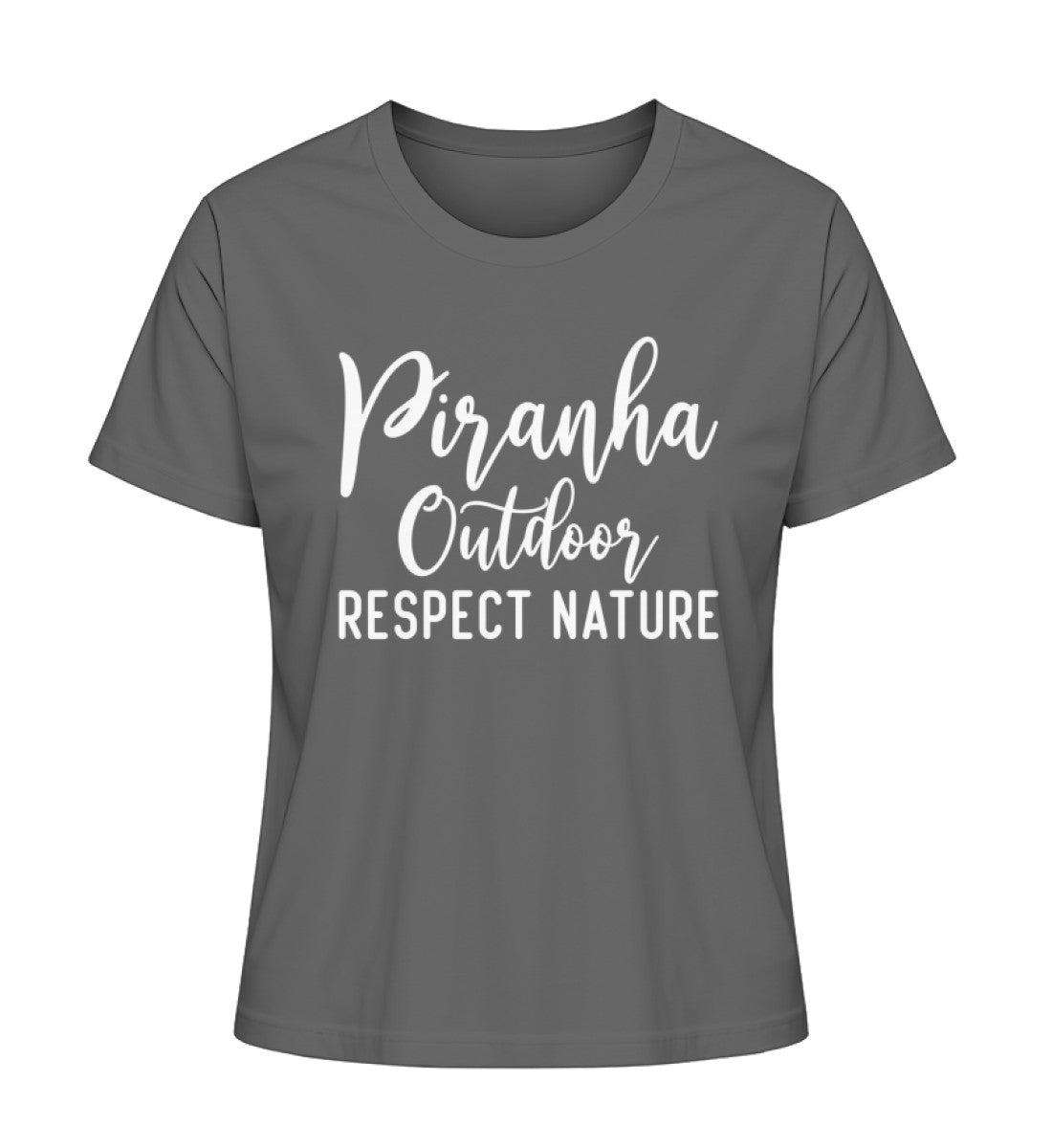 Piranha Outdoor Natur Respekt - Damen Premium Bio T-Shirt in Farbe Anthracite