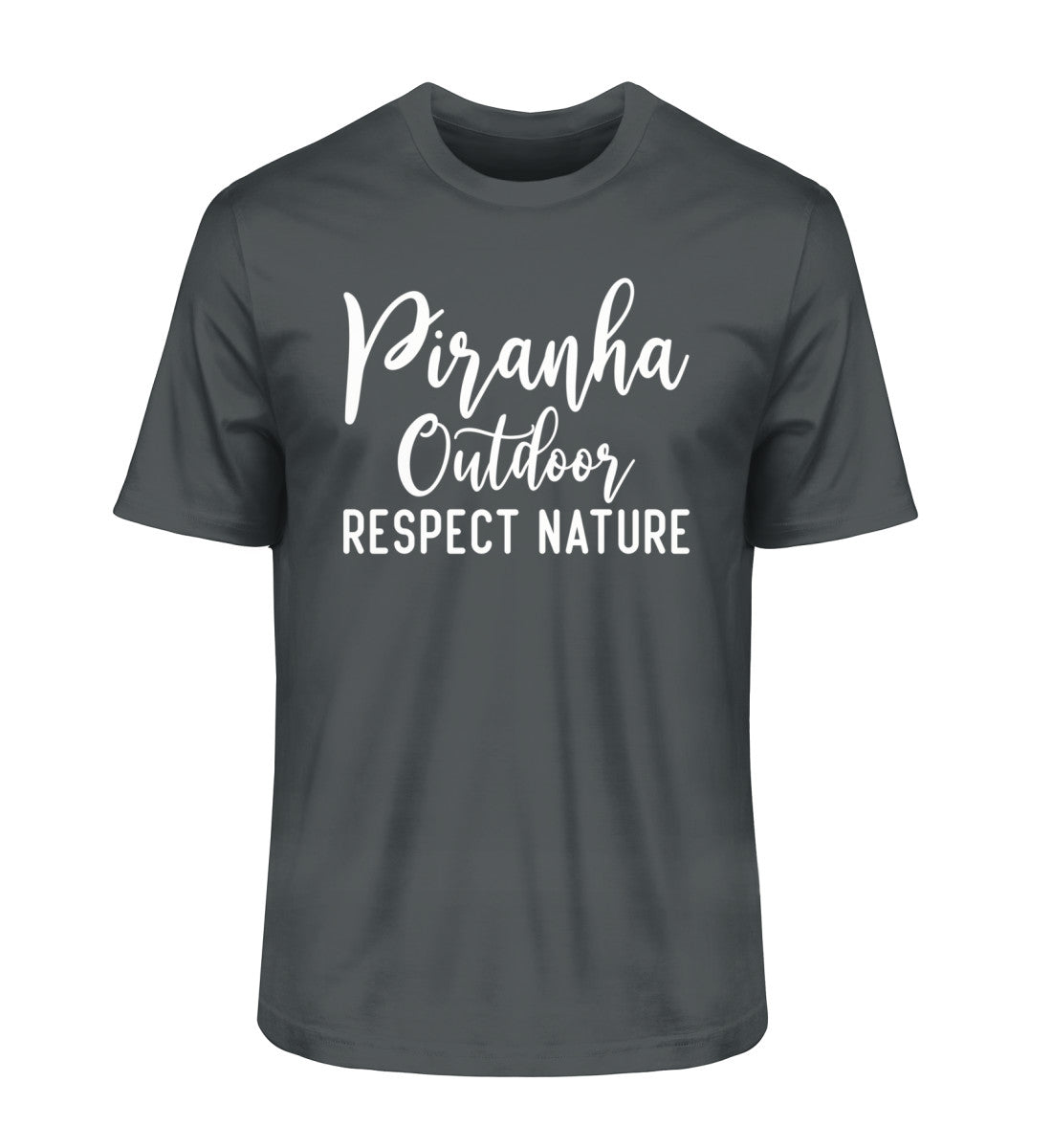 Piranha Outdoor Natur Respekt - Herren Premium Bio T-Shirt in Farbe  India Ink Grey