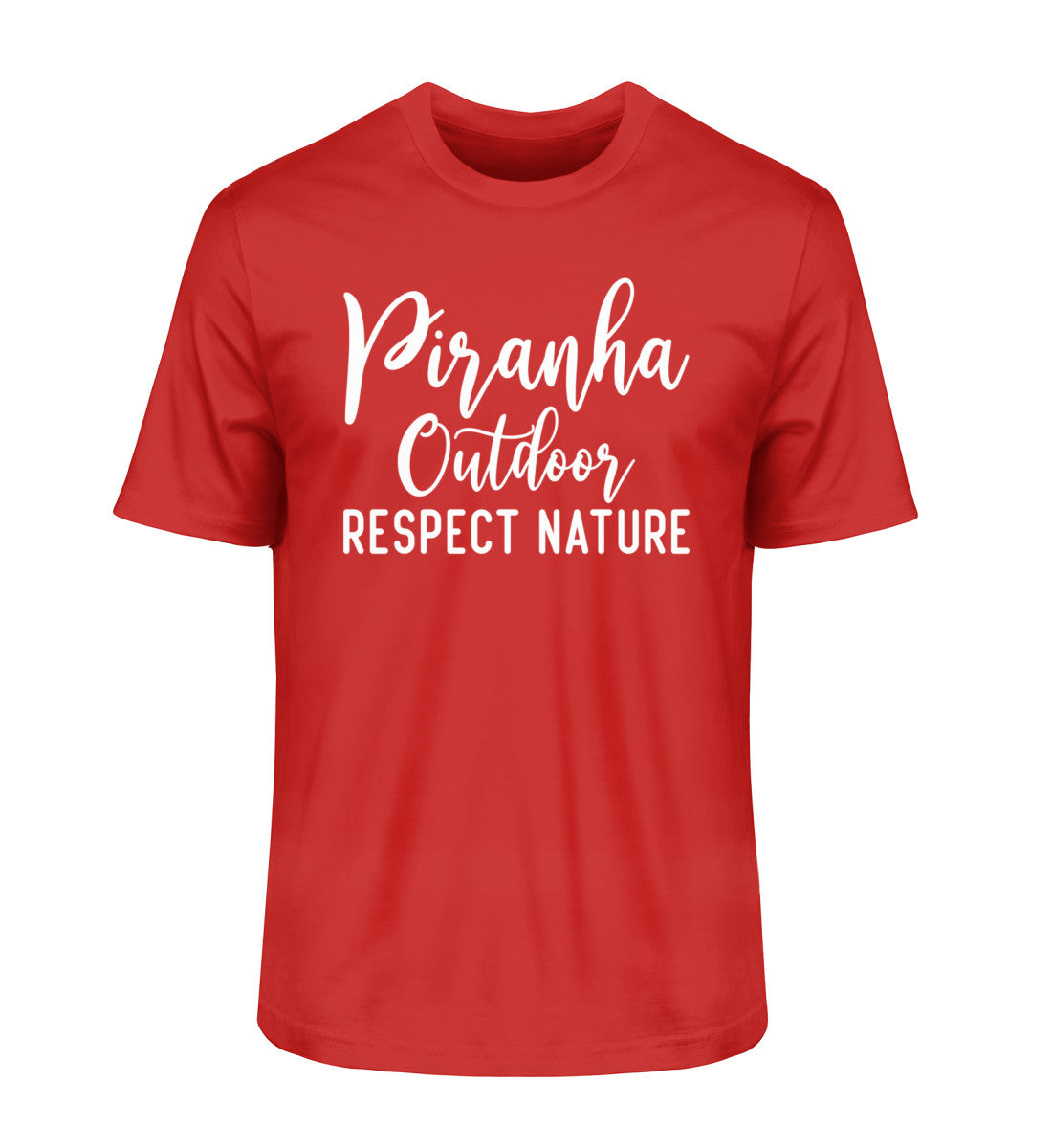 Piranha Outdoor Natur Respekt - Herren Premium Bio T-Shirt in Farbe Red Rot