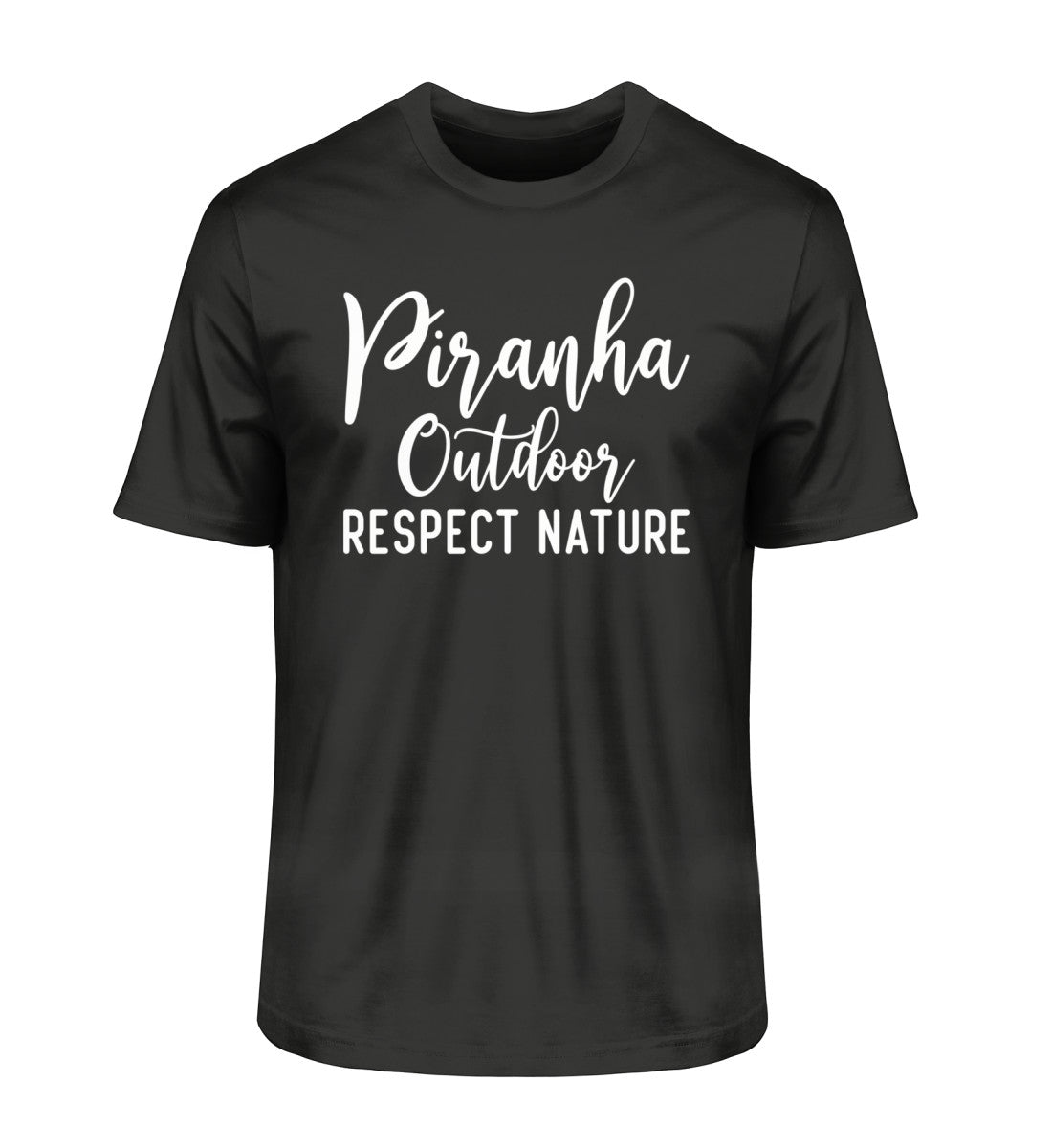 Piranha Outdoor Natur Respekt - Herren Premium Bio T-Shirt in Farbe Schwarz