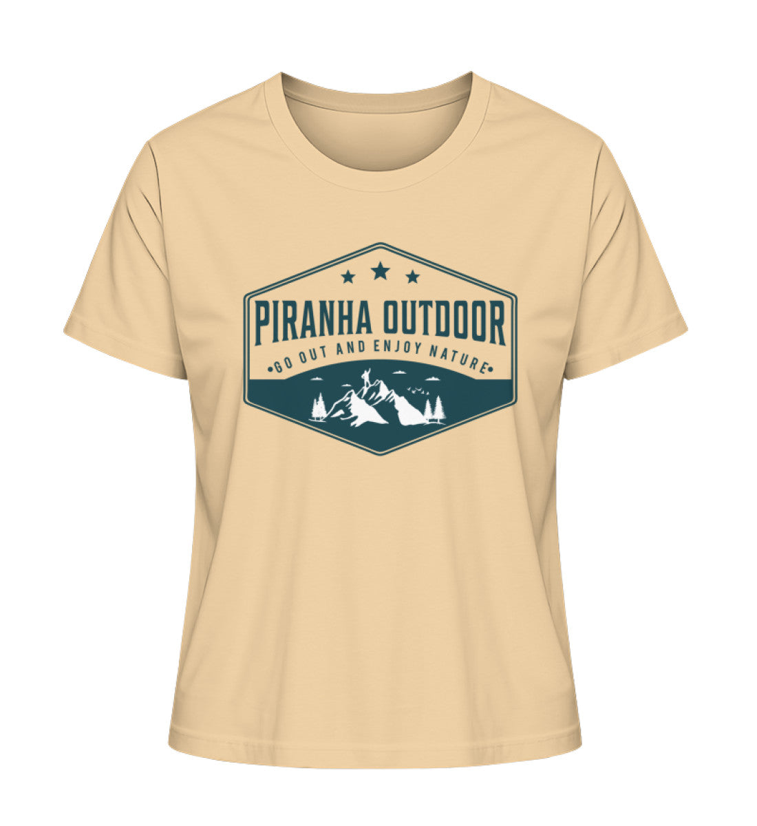 Piranha Outdoor Natur Ruhe - Damen Premium Bio T-Shirt in Farbe Nispero