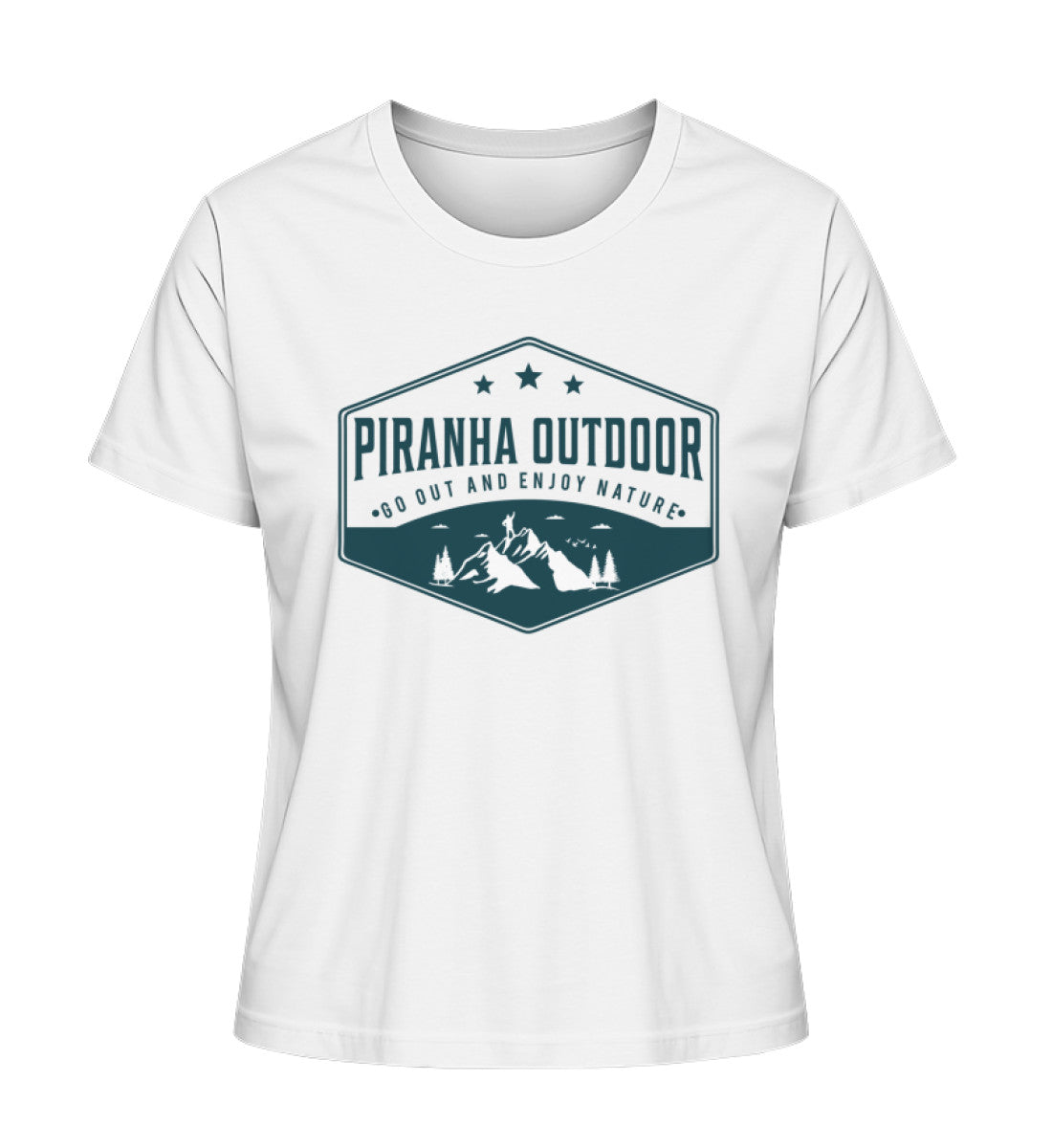 Piranha Outdoor Natur Ruhe - Damen Premium Bio T-Shirt in Farbe White