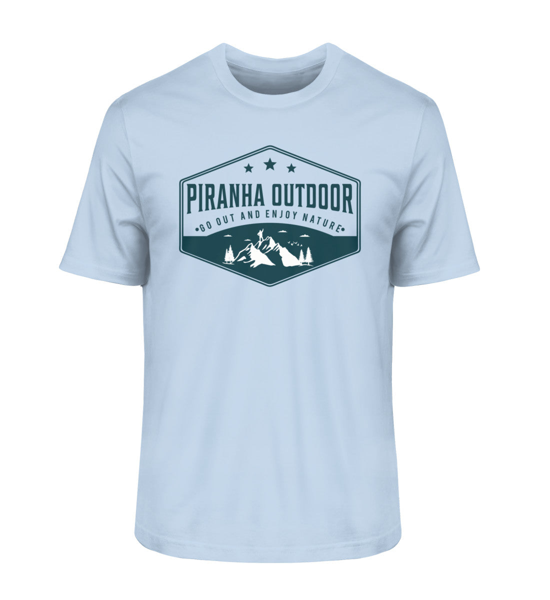 Piranha Outdoor Natur Ruhe - Herren Premium Bio T-Shirt in Farbe Blue Soul