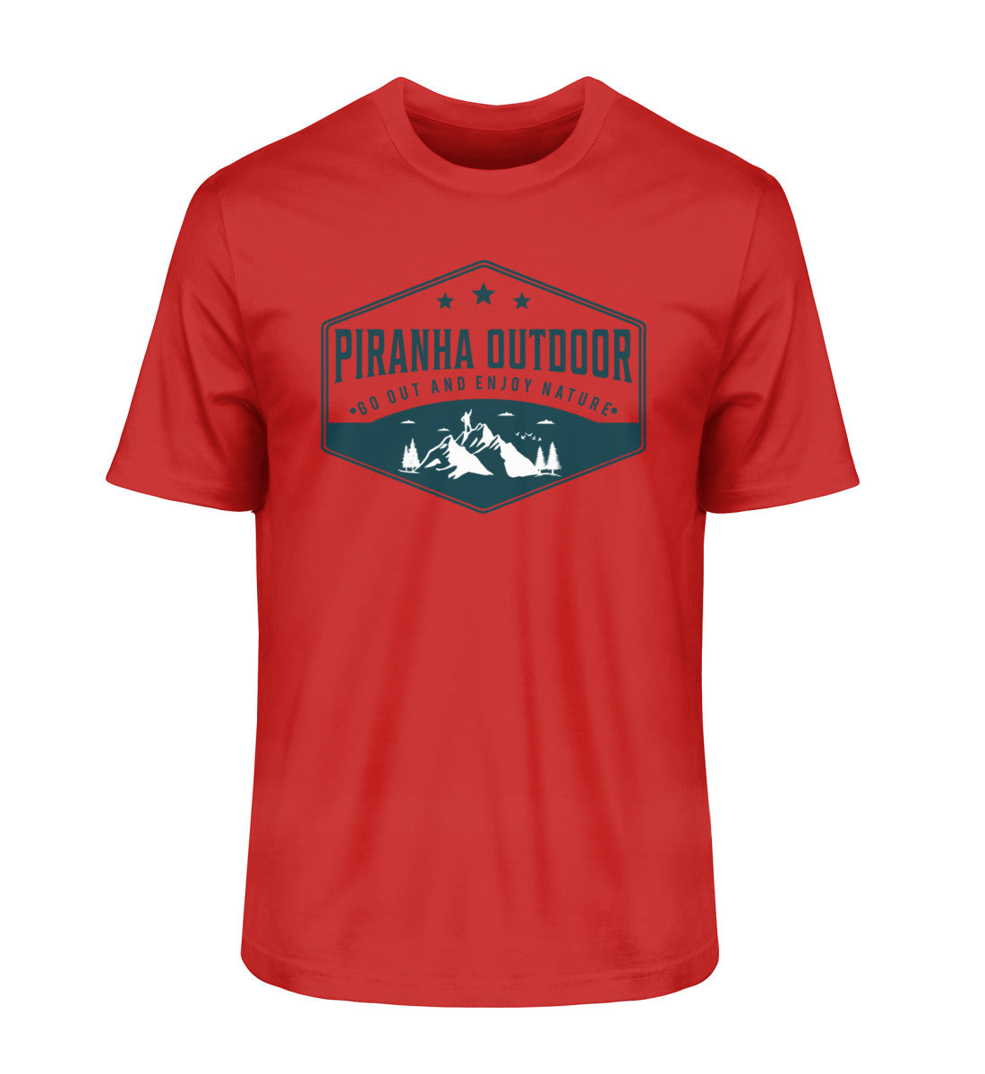 Piranha Outdoor Natur Ruhe - Herren Premium Bio T-Shirt in Farbe Red