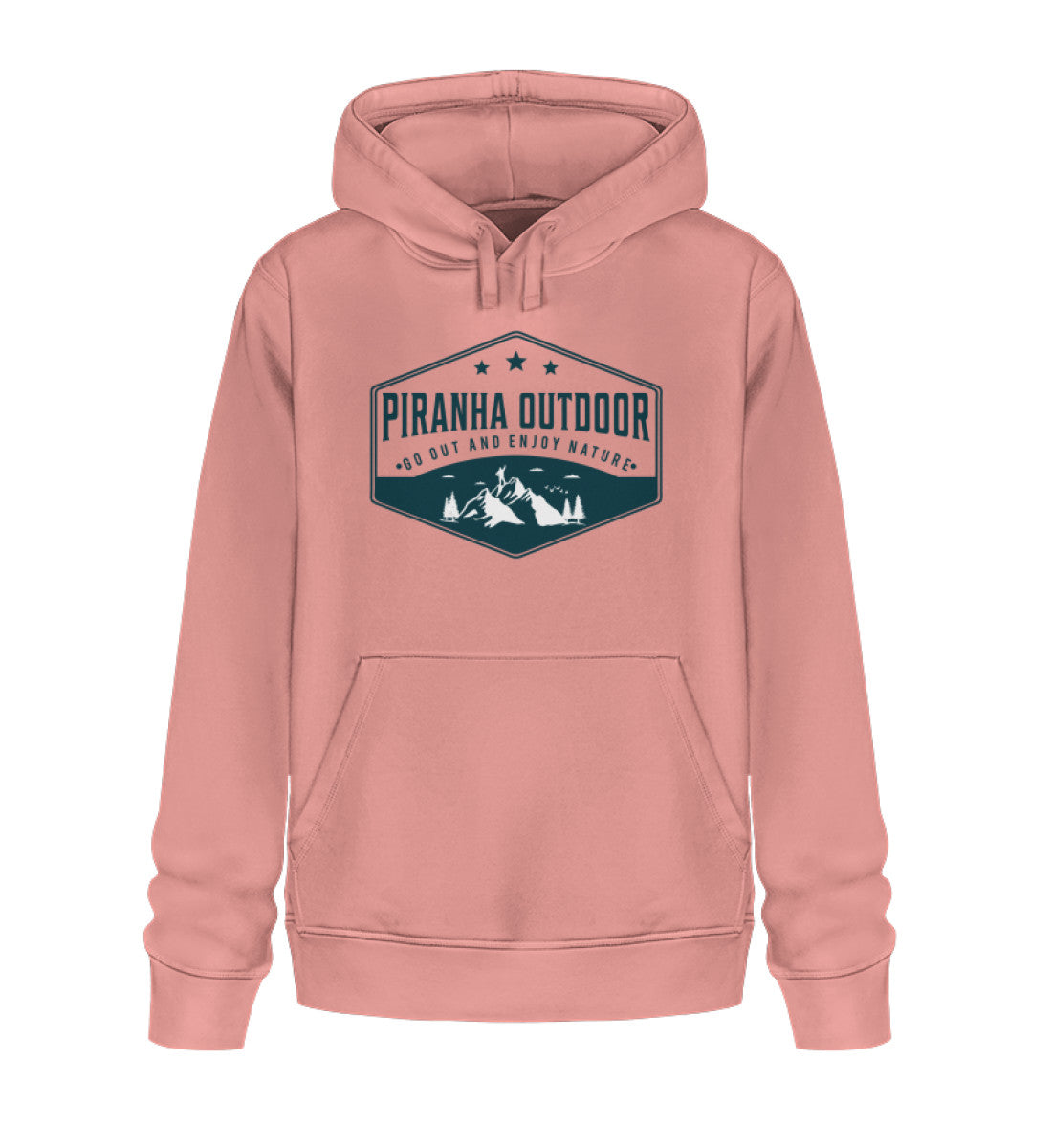 Piranha Outdoor Natur Ruhe - Unisex Bio Hoodie in Farbe Canyon Pink