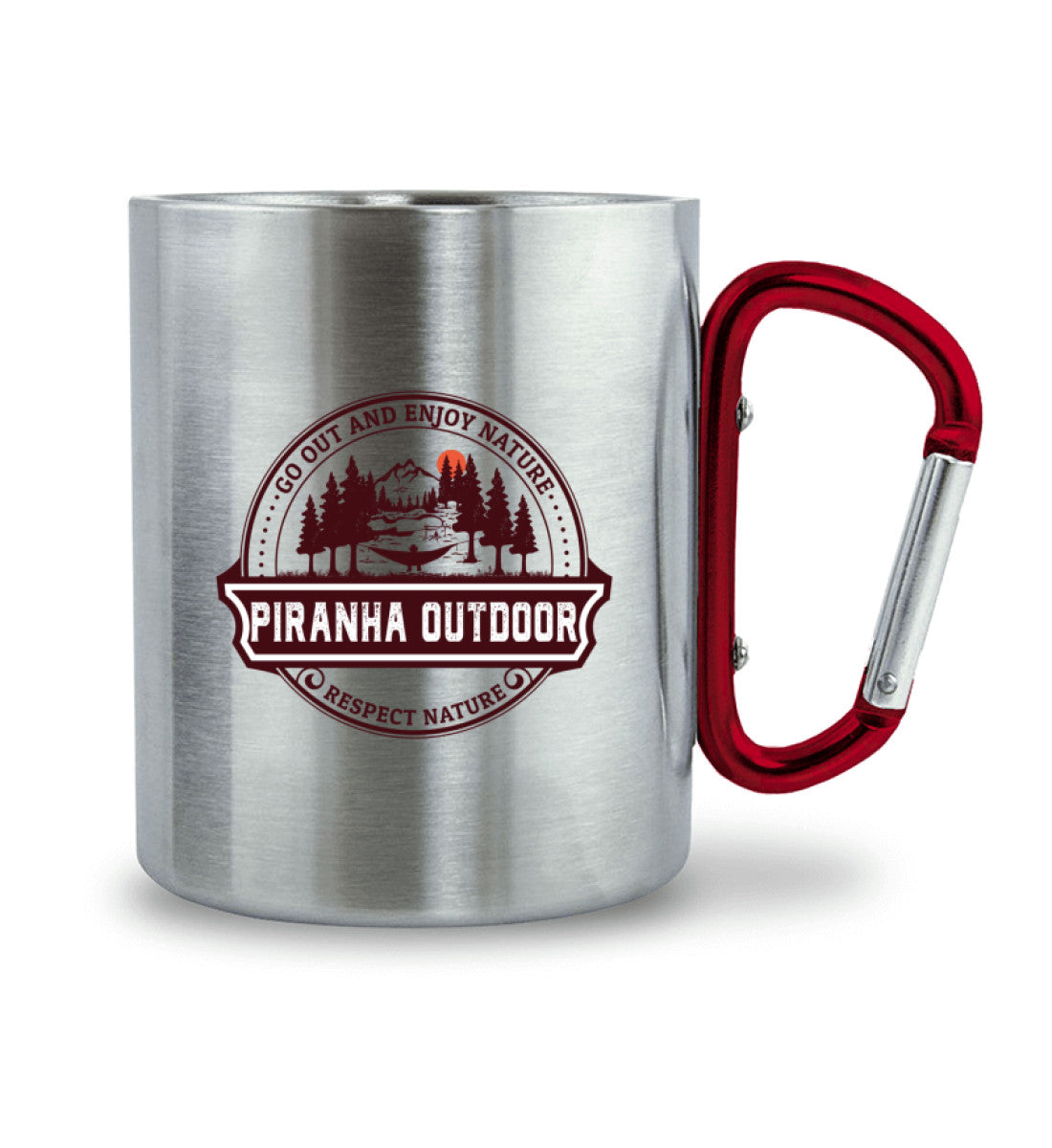 Piranha Outdoor Wald Harmonie - Edelstahltasse mit Karabinergriff Griff rechts