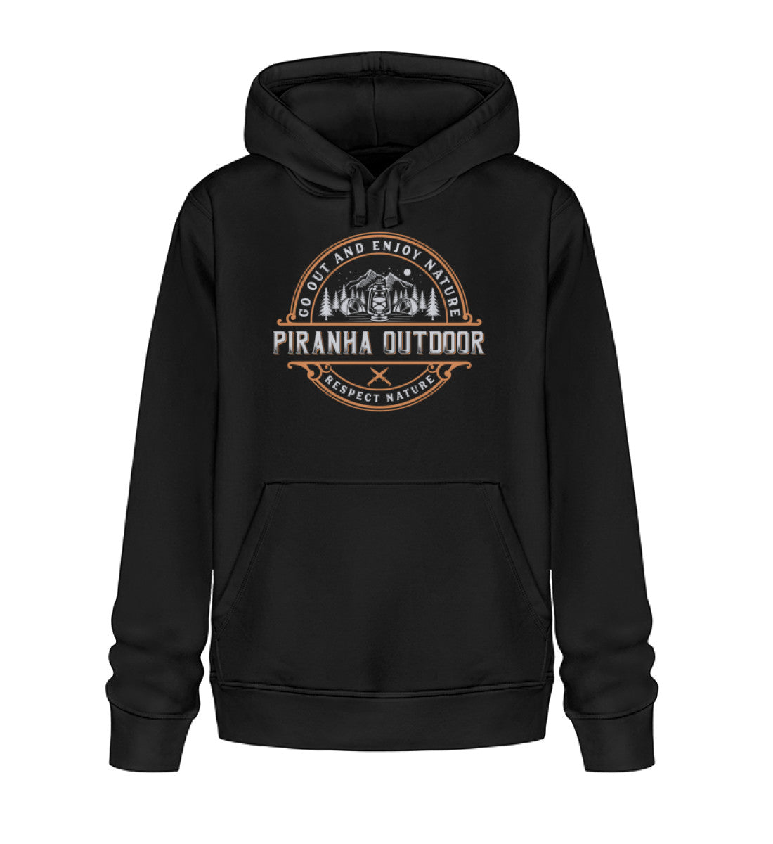 Piranha Outdoor Wildnis Entdecken - Unisex Bio Hoodie in Farbe Black