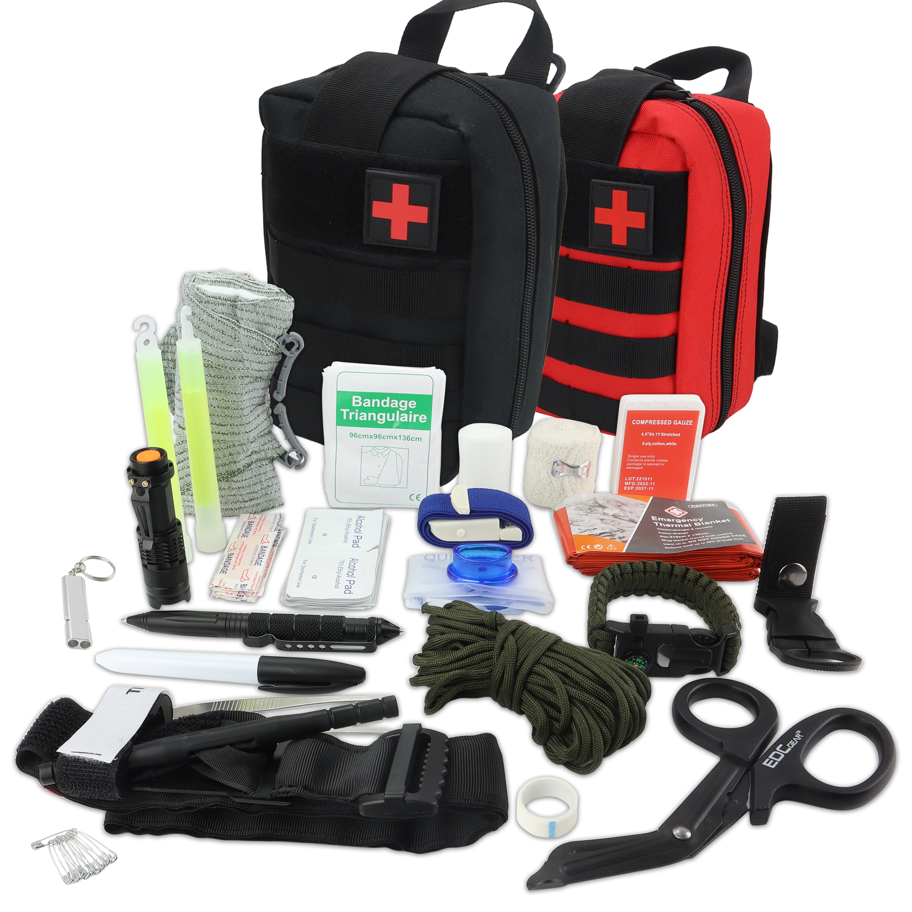 Notfall Survival Kit Erste Hilfe Set, WayinTop 180PCS Ausrüstung +  Multi-Tool